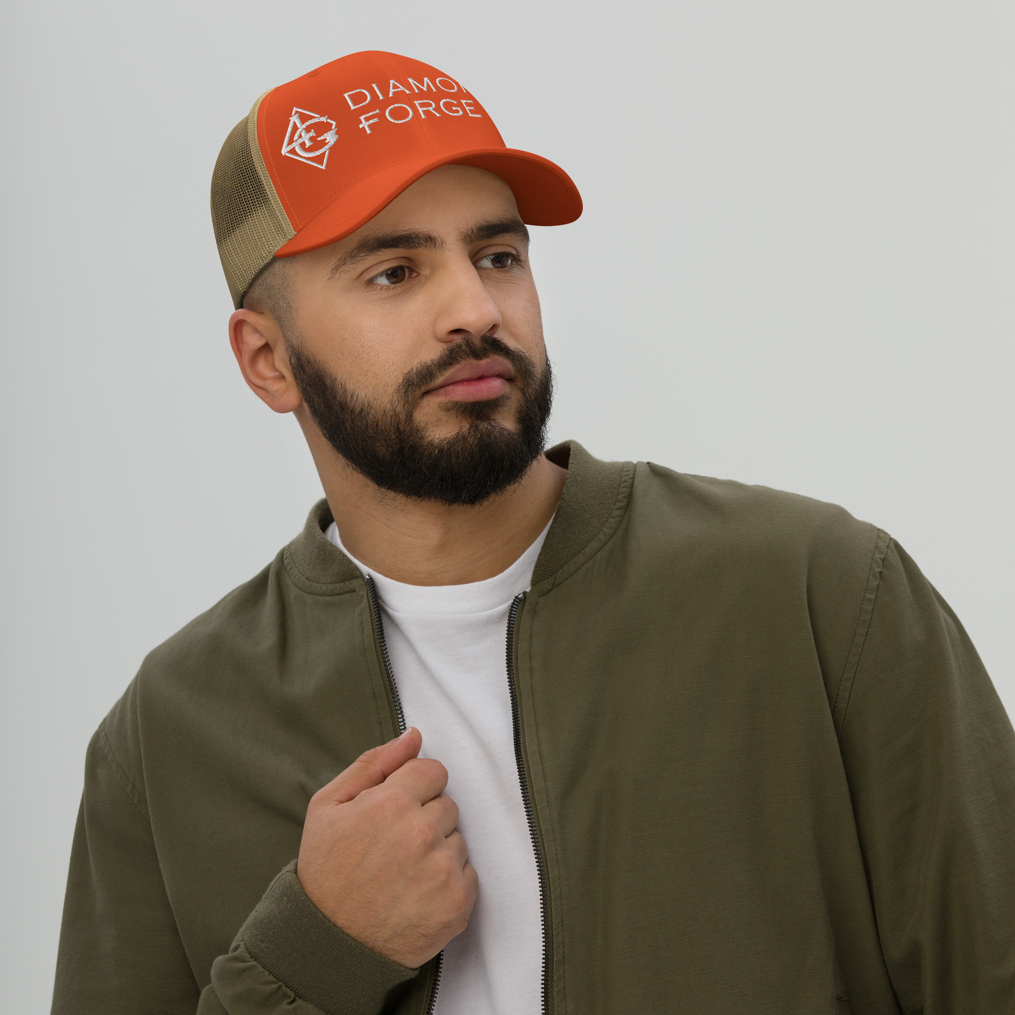 retro trucker hat rustic orange khaki front 66e8a90395246
