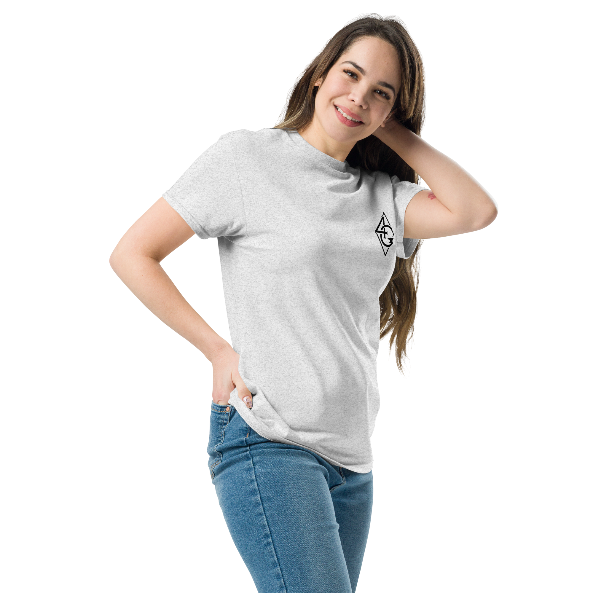 unisex classic tee ash left front 66e8a854602cf