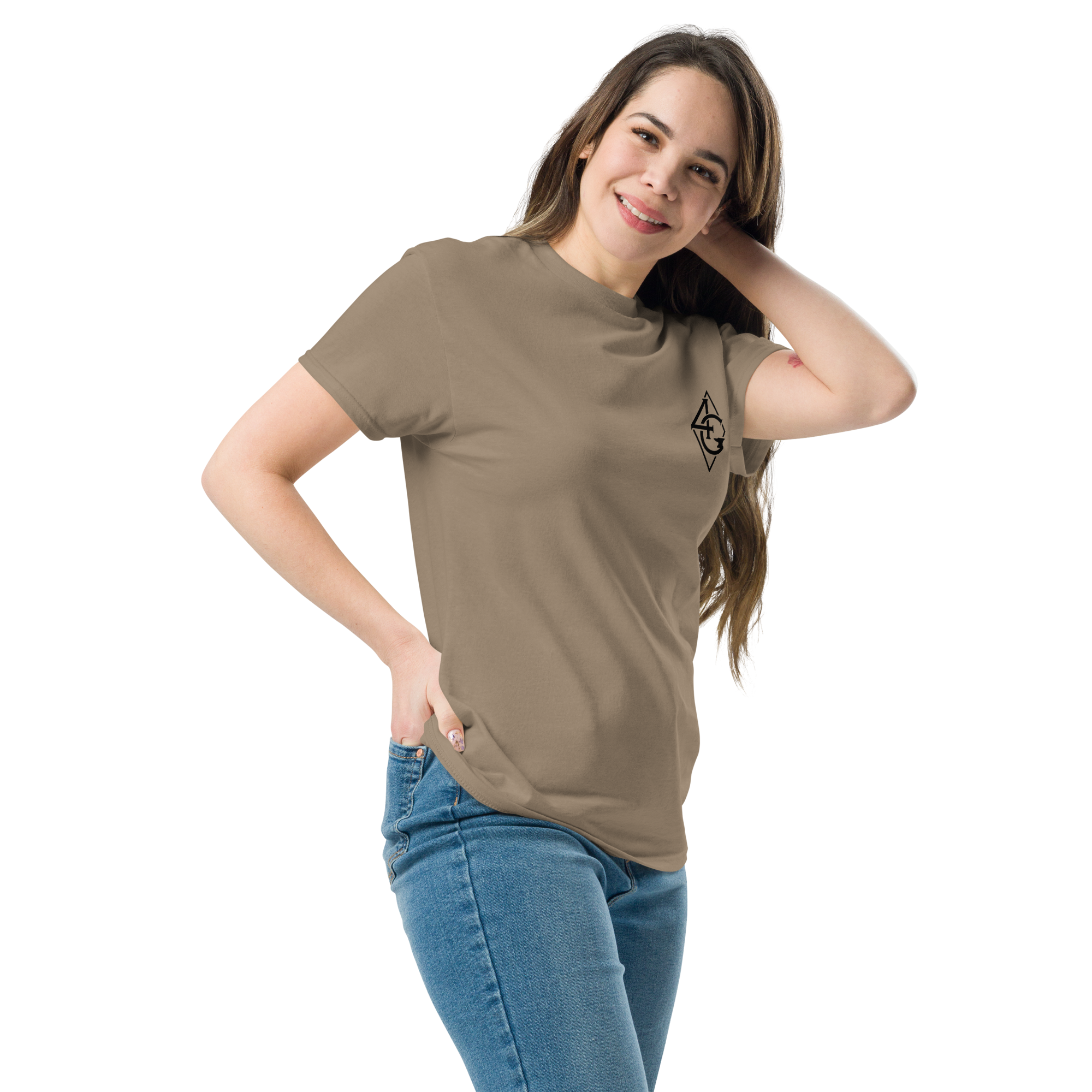 unisex classic tee brown savana left front 66e8a853f1458