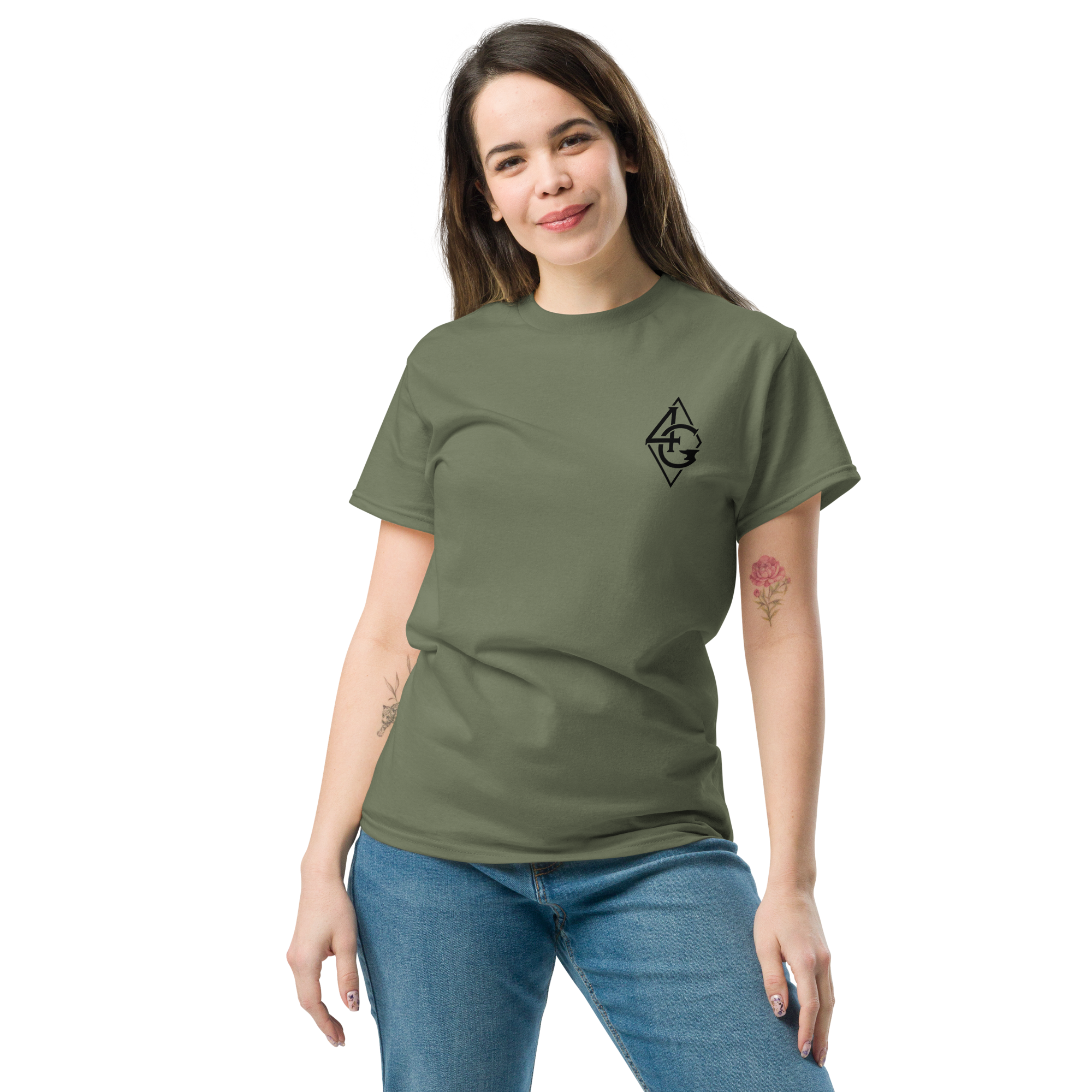 unisex classic tee military green front 66e8a853eb7af
