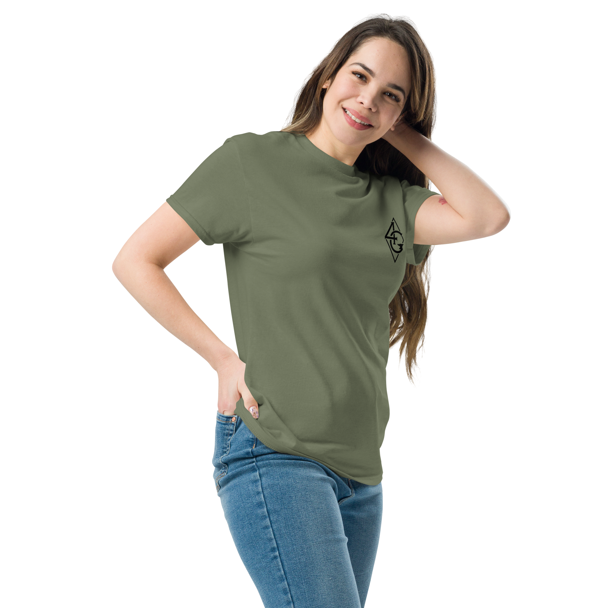 unisex classic tee military green left front 66e8a853ec4d8